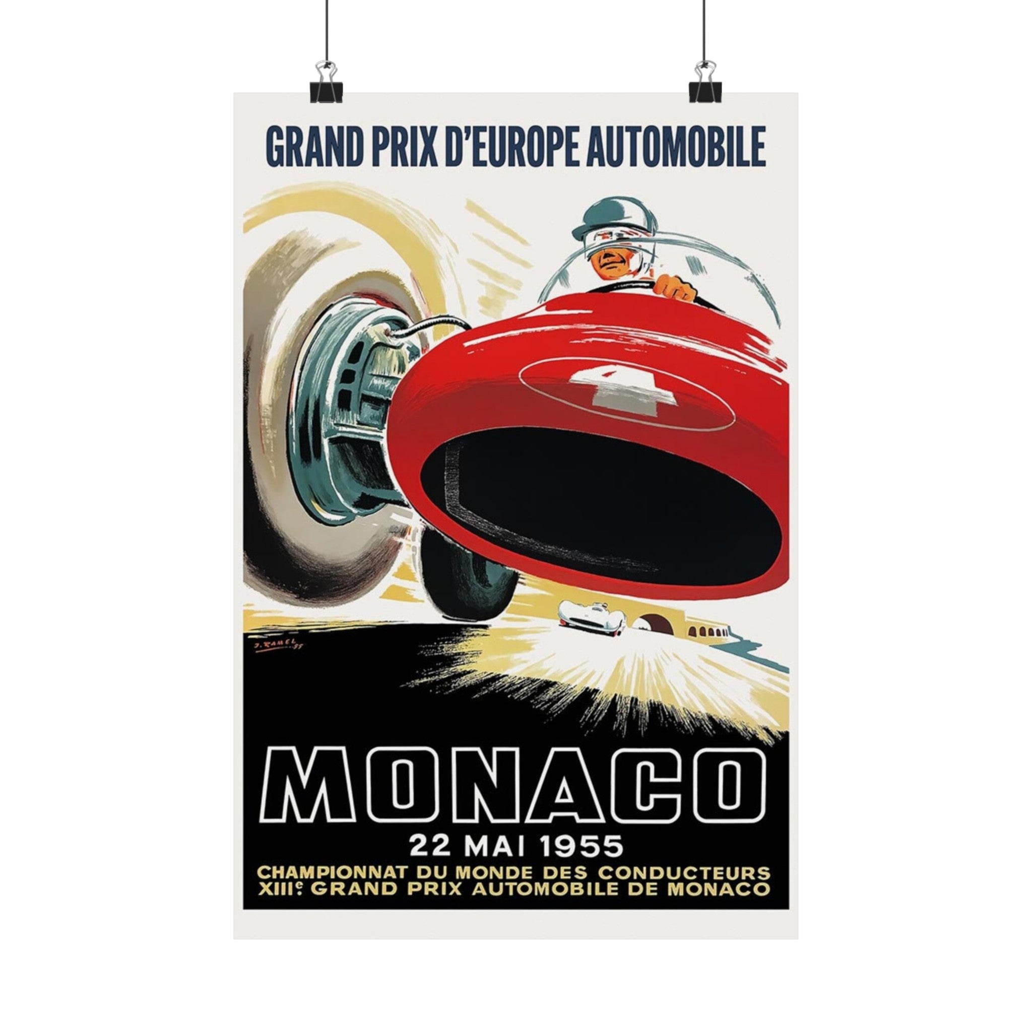 Monaco Grand Prix 1955 Retro Wall Print | Automotive | Race | Monaco | Formula One