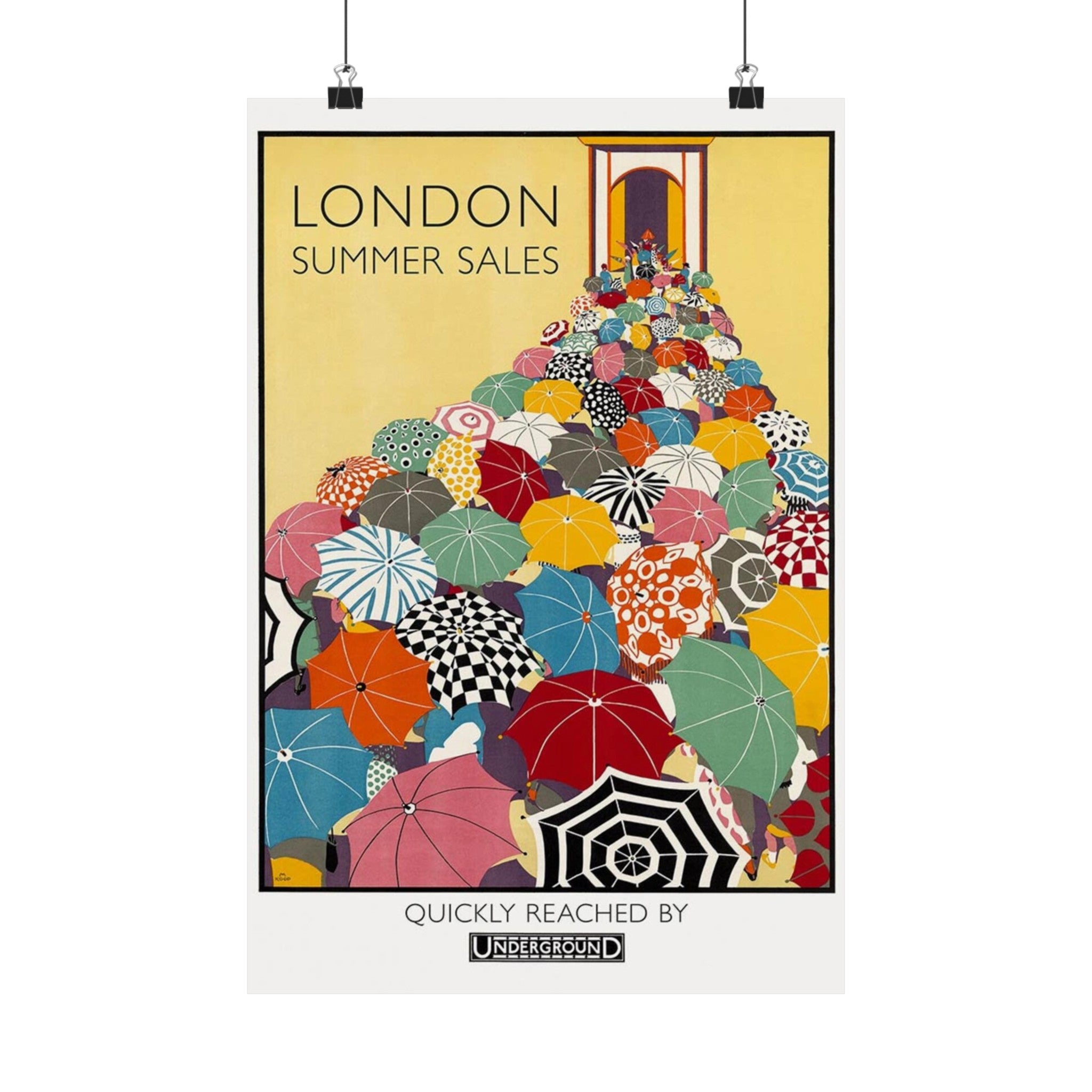 London Summer Sales Print | Tourism | Travel | Advertising | Umbrellas | Shopping