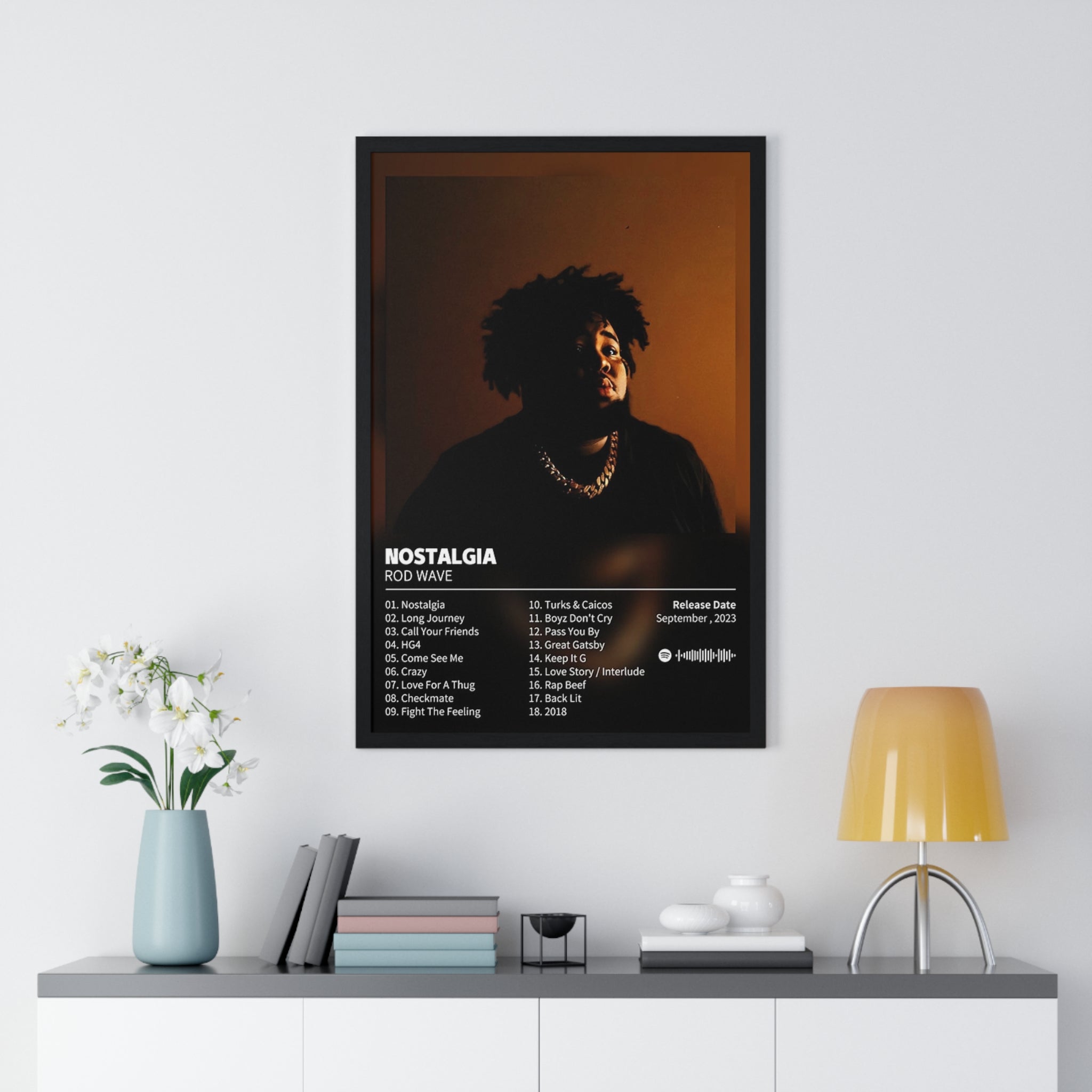 Nostalgia Rod Wave Album Custom Posters, Album Tracklist Poster, Custom Prints, Rap Posters, Music Gifts, Wall Decor (FRAMED TEST)