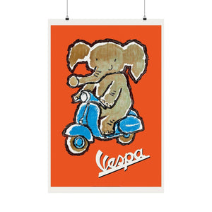 Vespa Elephant Wall Print | Retro Advertising Print