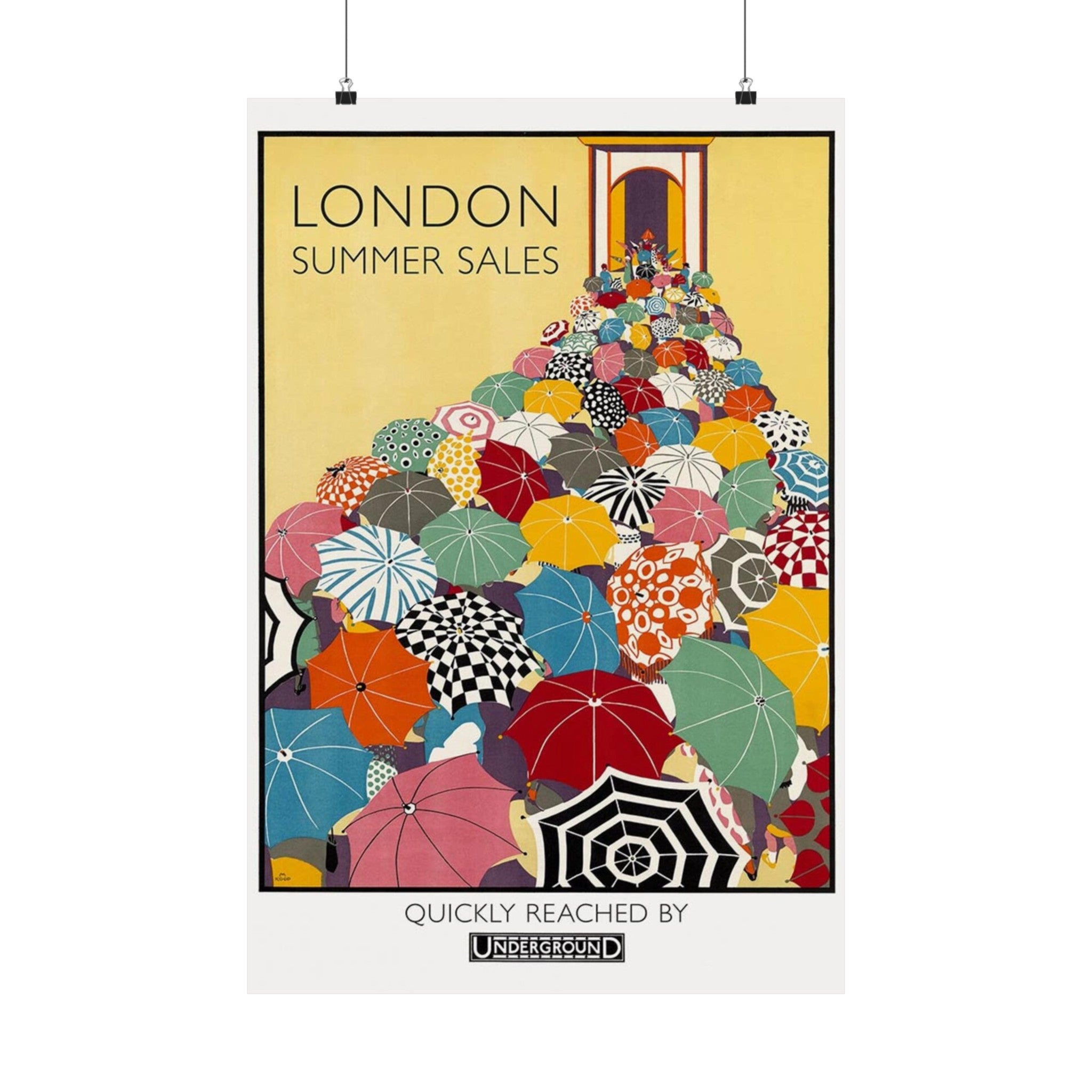 London Summer Sales Print | Tourism | Travel | Advertising | Umbrellas | Shopping