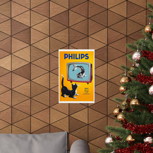 Philips Television 1956 Vintage Poster Print | Philips | TV | Cats | Fish