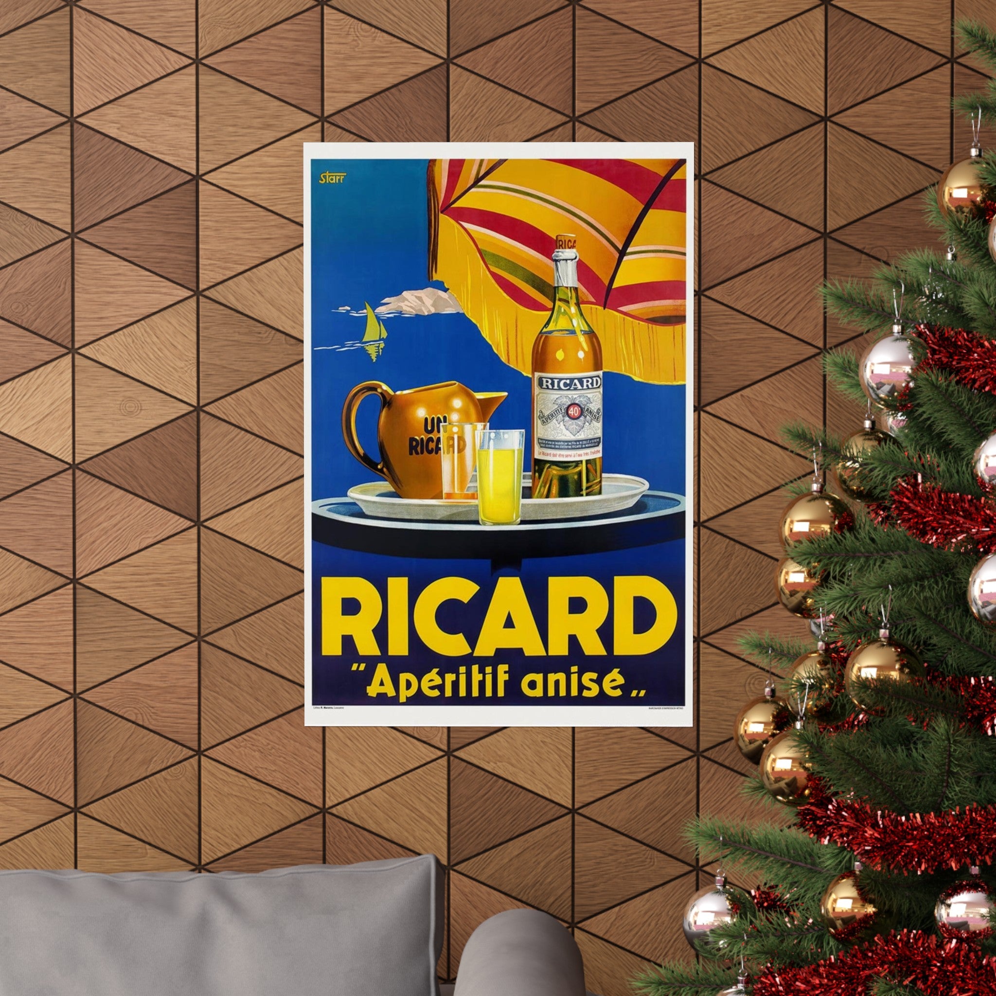 Ricard Aperitif Vintage Poster Print | Wall Art | Retro Advertising Print | French Prints | Food Prints | Kitchen Decor | Ricard | Aperitive