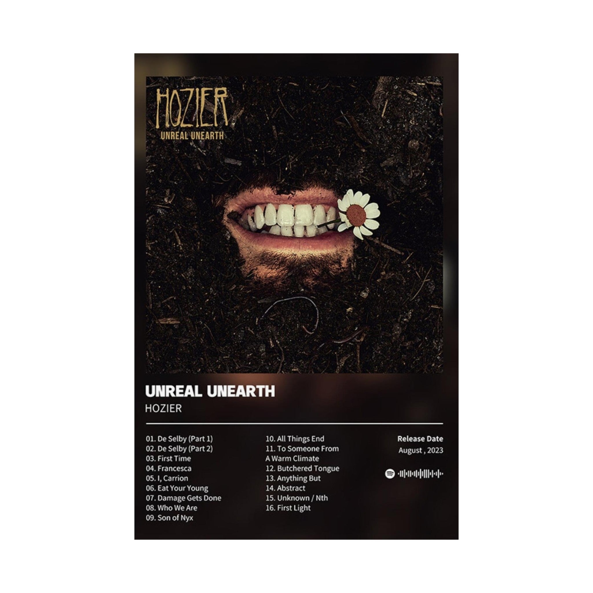 Unreal Unearth Hozier Album Custom Posters - Album Tracklist Poster, Custom Prints, Rap Posters, Music Gifts, Wall Decor