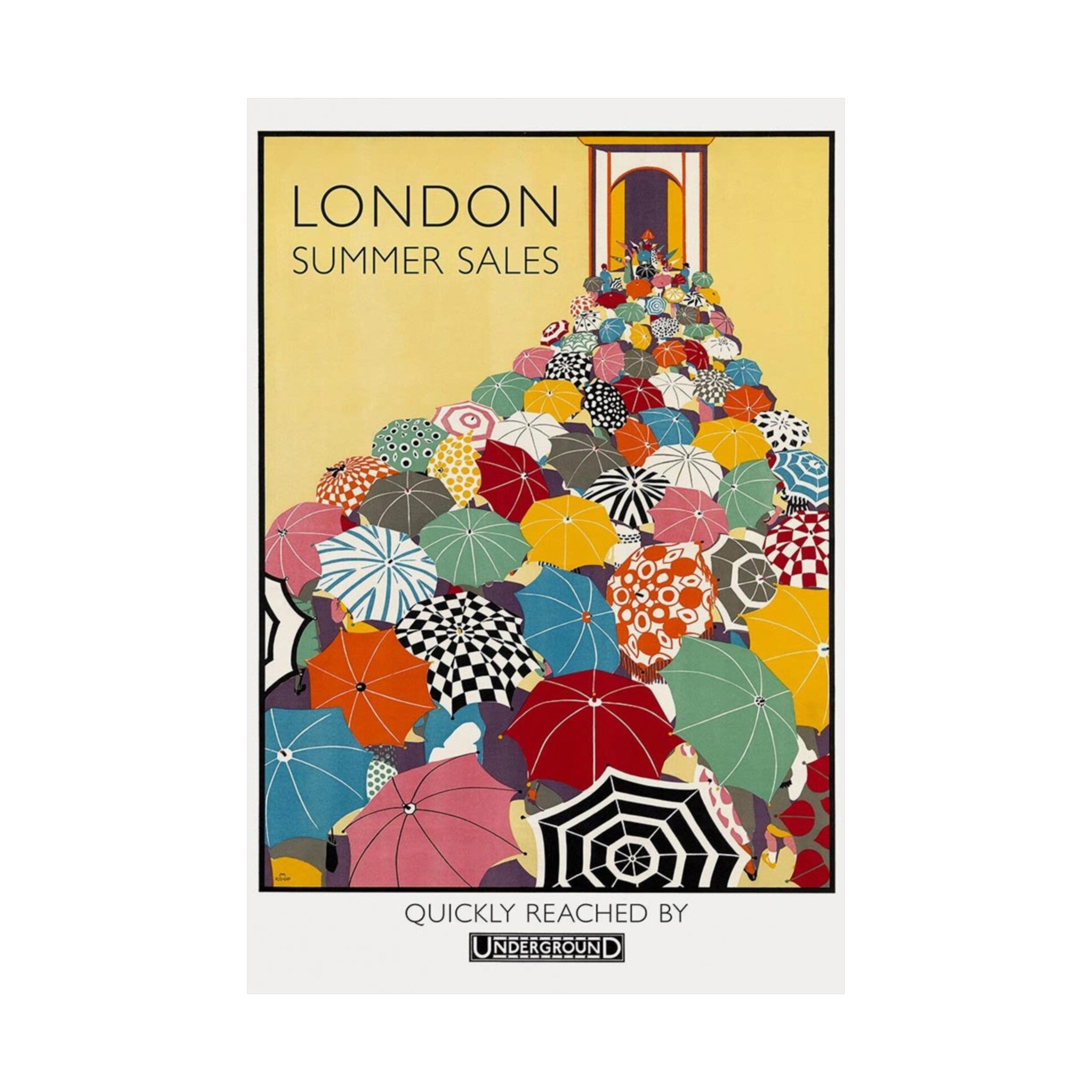 London Summer Sales Print | Tourism | Travel | Advertising | Umbrellas | Shopping