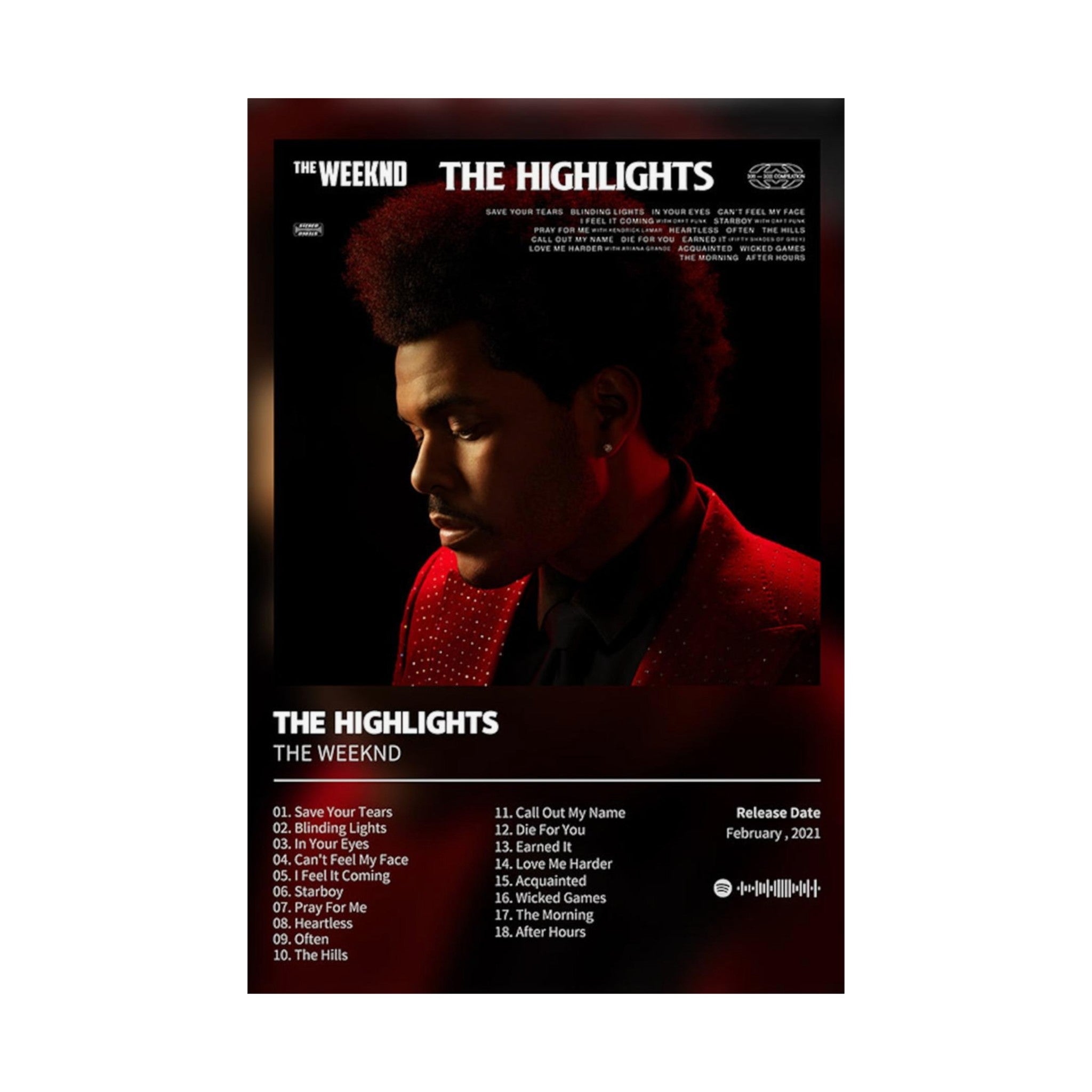 The Highlights The Weeknd Album Custom Posters - Album Tracklist Poster, Custom Prints, Rap Posters, Music Gifts, Wall Decor