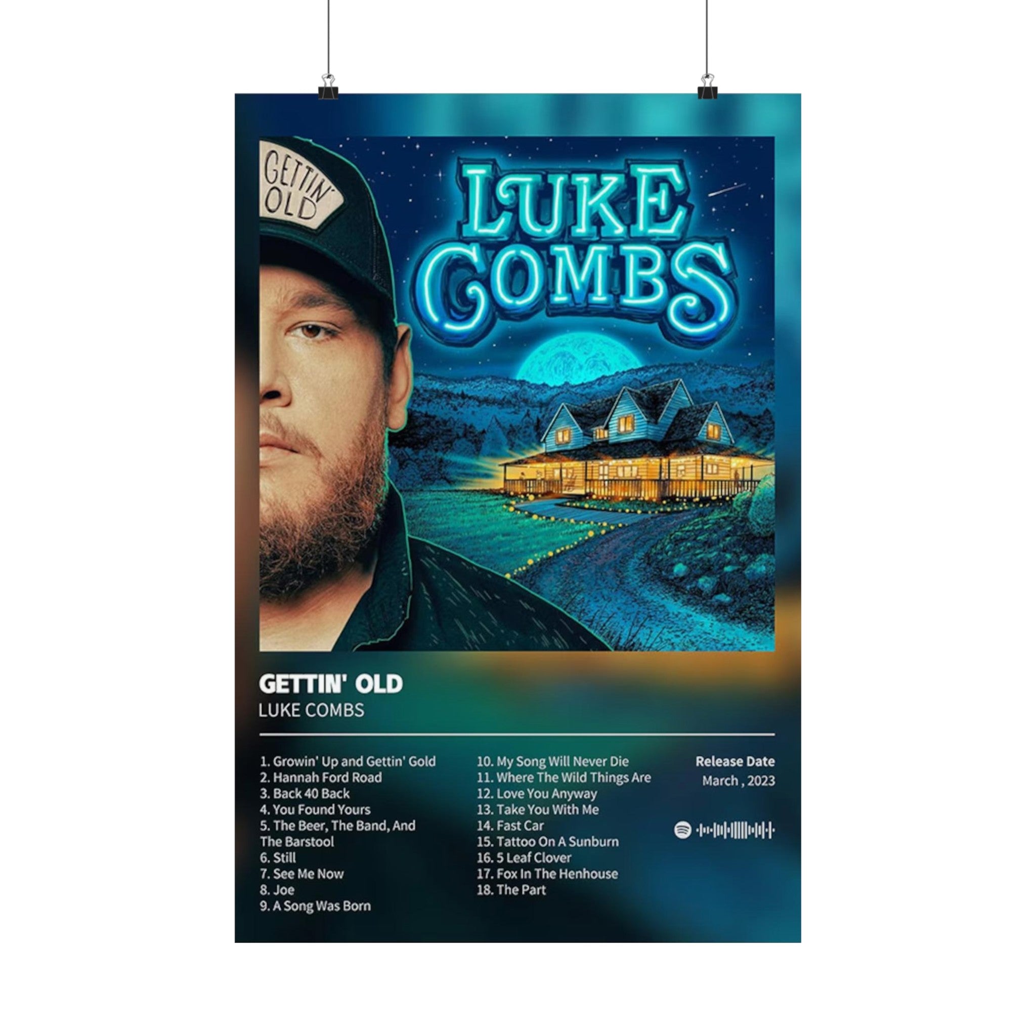 Gettin' Old Luke Combs Music Album Custom Posters, Album Tracklist Poster, Custom Prints, Rap Posters, Music Gifts, Wall Decor