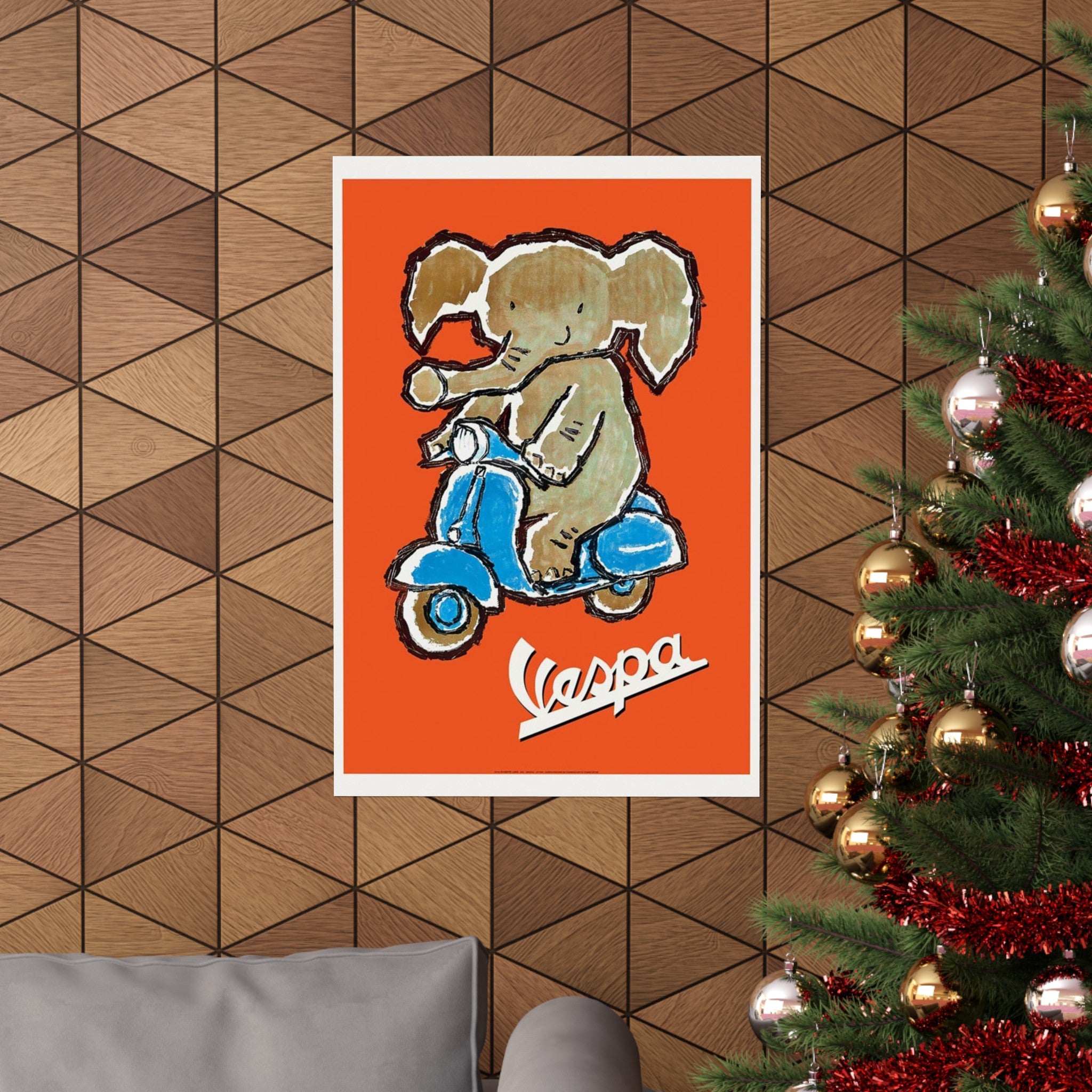Vespa Elephant Wall Print | Retro Advertising Print