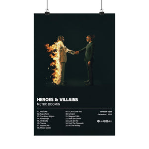 HEROES & VILLAINS Metro Boomin Album Custom Posters - Album Tracklist Poster, Custom Prints, Rap Posters, Music Gifts, Wall Decor