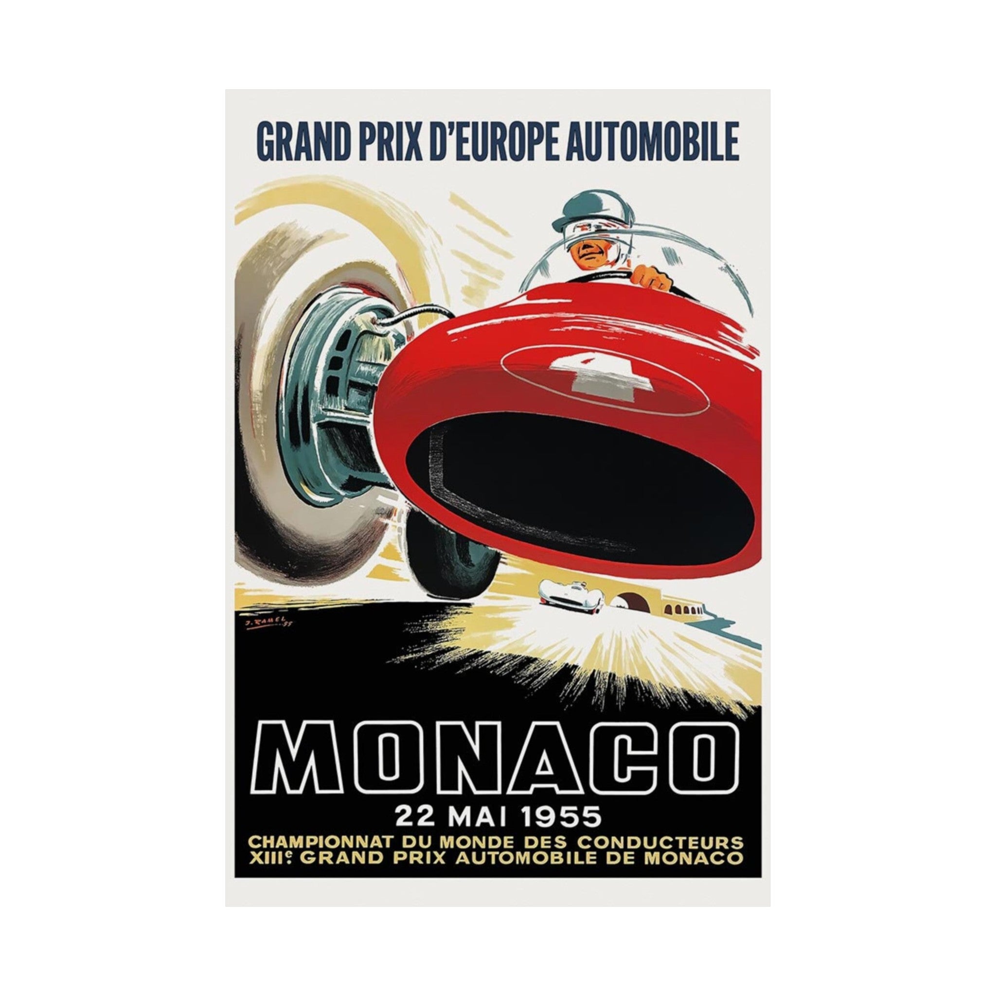 Monaco Grand Prix 1955 Retro Wall Print | Automotive | Race | Monaco | Formula One