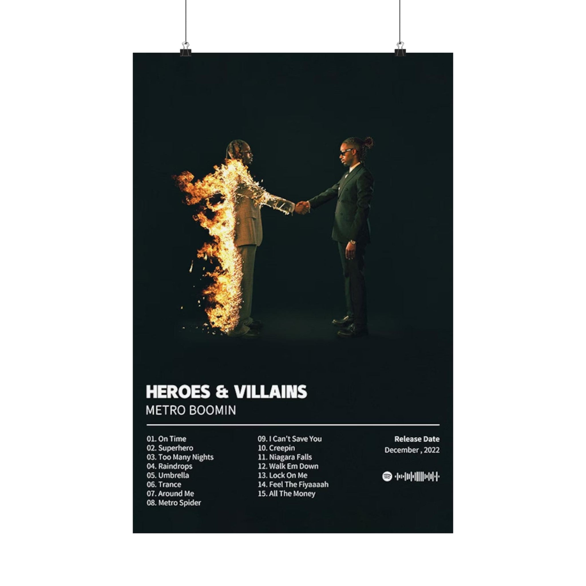HEROES & VILLAINS Metro Boomin Album Custom Posters - Album Tracklist Poster, Custom Prints, Rap Posters, Music Gifts, Wall Decor