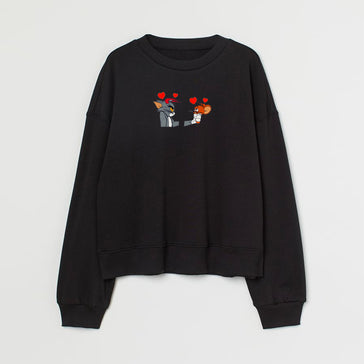 Tom & Jerry Love Heart Custom Embroidered Sweatshirt