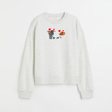 Tom & Jerry Love Heart Custom Embroidered Sweatshirt