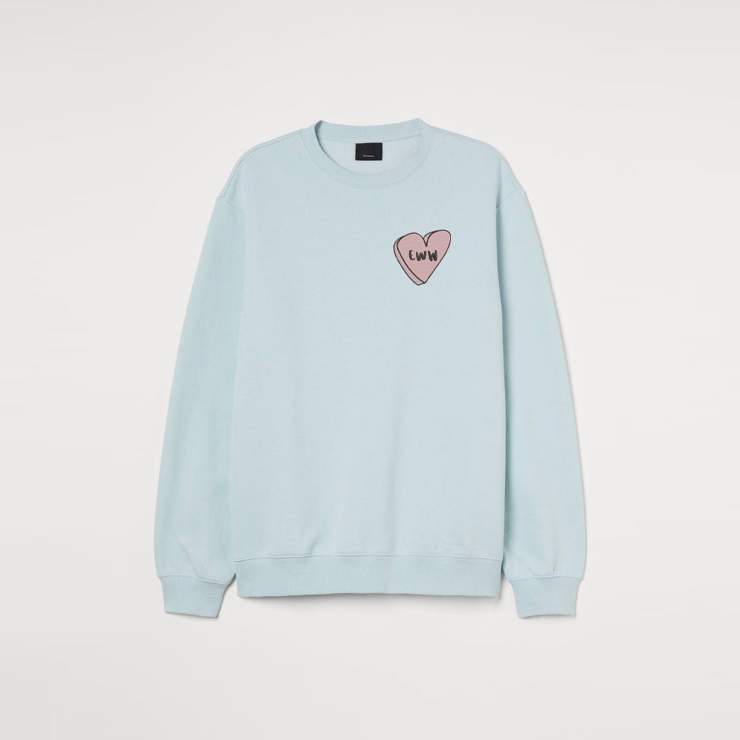 Eww Love Heart Embroidered Sweatshirt