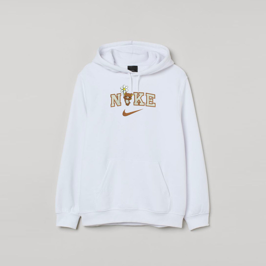 White nike hoodie with best sale gold swoosh