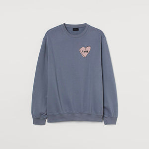 Eww Love Heart Embroidered Sweatshirt